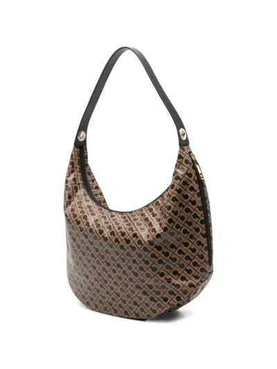 Gherardini Monogram-print Shoulder Bag In Brown