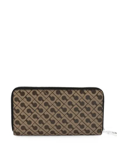 Gherardini Monogram-print Zip-around Wallet In Neutral