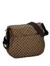 Gherardini Geometric Pattern Shoulder Bag With Adjustable Strap In Brown