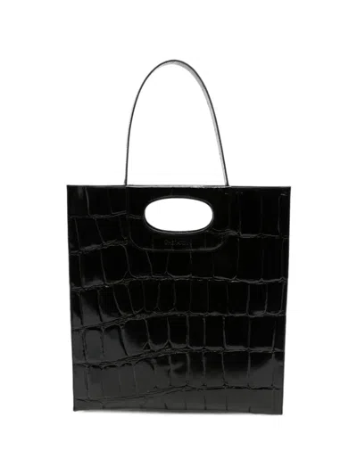 Gherardini Piattina Croc-effect Tote Bag In Black