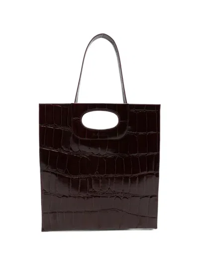 Gherardini Piattina Croc-effect Tote Bag In Brown