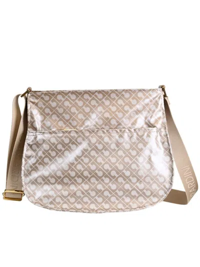 Gherardini Small Beige Geometric Pattern Crossbody Satchel In Nude