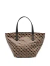 Gherardini Trapezoidal Beige Shopper Bag With Geometric Print