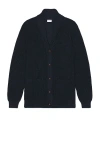 Ghiaia Cashmere Patch-pocket Ribbed-cotton Cardigan In Navy