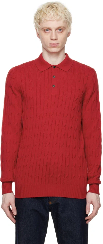 Ghiaia Cashmere Red Spread Collar Polo In 879 Red