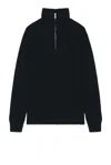 Ghiaia Cashmere Virgin Wool Barracuda Quarter Zip In Navy