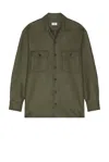 Ghiaia Cashmere Virgin Wool Working Shirt In Military Green