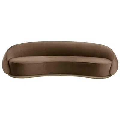 Pre-owned Ghidini 1961 Abbracci 3-seat Sofa In Brown Nubuck Leather And Brass By Bozzoli