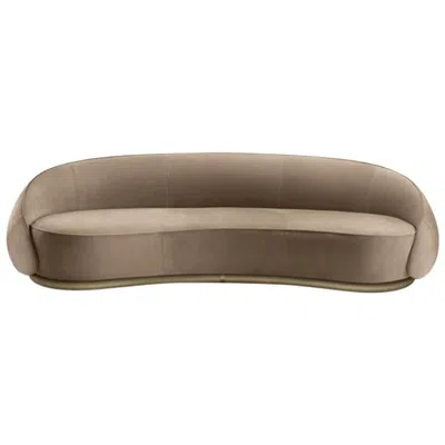 Pre-owned Ghidini 1961 Abbracci 3-seat Sofa In Camel Brown Leather And Brass Base, Bozzoli