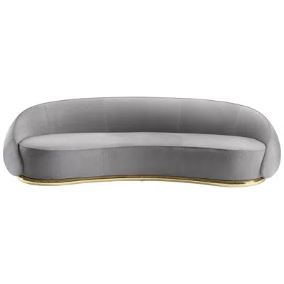 Pre-owned Ghidini 1961 Abbracci 3-seat Sofa In Grey Leather And Brass Base By L. Bozzoli In Gray