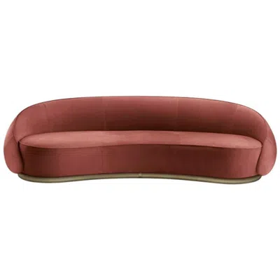 Pre-owned Ghidini 1961 Abbracci 3-seat Sofa In Red Nubuck Leather With Brass By Bozzoli