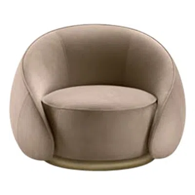 Pre-owned Ghidini 1961 Abbracci Armchair In Beige Leather With Brass Base By L. Bozzoli In Brown