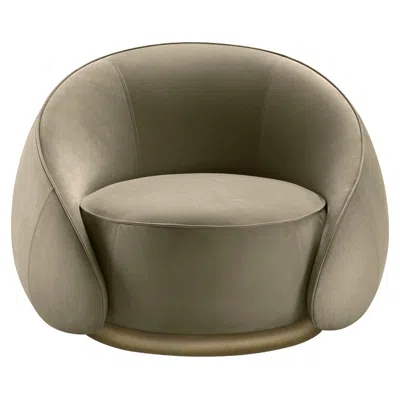 Pre-owned Ghidini 1961 Abbracci Armchair In Green Leather With Brown Burnished Brass Legs