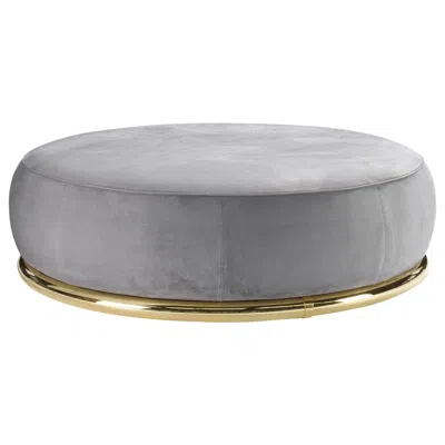 Pre-owned Ghidini 1961 Abbracci Large Ottoman In Grey Leather And Brass Base By L. Bozzoli In Gray