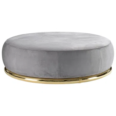 Pre-owned Ghidini 1961 Abbracci Large Ottoman In Grey Leather With Polished Brass Legs In Gray