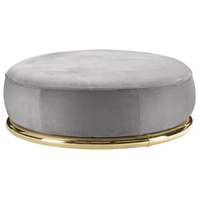 Pre-owned Ghidini 1961 Abbracci Small Ottoman In Grey Leather And Brass Base By L. Bozzoli In Gray
