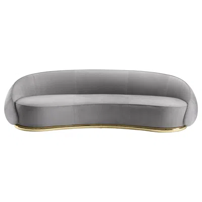 Pre-owned Ghidini 1961 Abbracci Sofa 3 Seater In Grey Leather With Polished Brass Legs In Gray