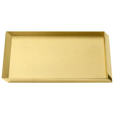 Pre-owned Ghidini 1961 Axonometry A4 Tray In Polished Brass In Orange