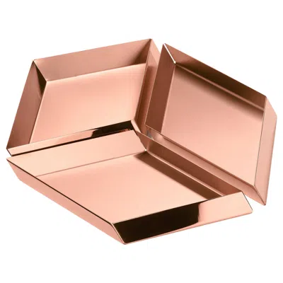 Pre-owned Ghidini 1961 Axonometry Large Cube Tray In Copper By Elisa Giovanni In Orange