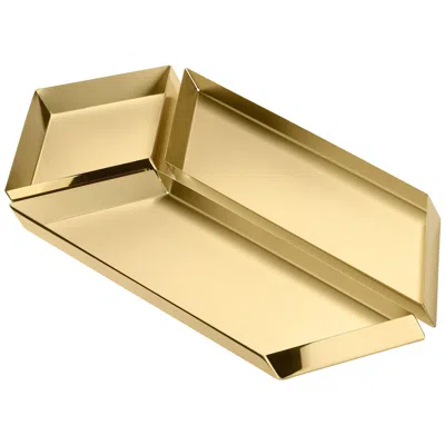Pre-owned Ghidini 1961 Axonometry Large Parallelepiped Tray In Brass By Elisa Giovanni In Orange