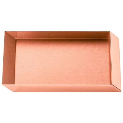Pre-owned Ghidini 1961 Axonometry Rectangular Small Tray In Rose Gold Finish In Red