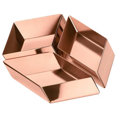 Pre-owned Ghidini 1961 Axonometry Set 1 Small Cube Tray In Rose Gold Finish In Red