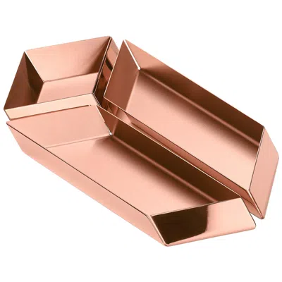 Pre-owned Ghidini 1961 Axonometry Small Parallelepiped Tray In Copper By Elisa Giovanni In Orange