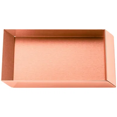 Pre-owned Ghidini 1961 Axonometry Small Rectangular Tray In Copper By Elisa Giovanni In Orange