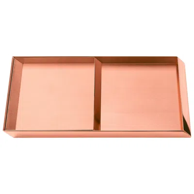 Pre-owned Ghidini 1961 Axonometry Trays Set In Rose Gold Finish In Red