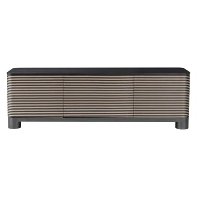 Pre-owned Ghidini 1961 Bold Dining Cabinet In Caleido Wood With Black Gold Legs By Elisa Giovannoni