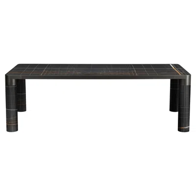 Pre-owned Ghidini 1961 Bold Dining Table In Sahara Noir Marble Top And Black Gold