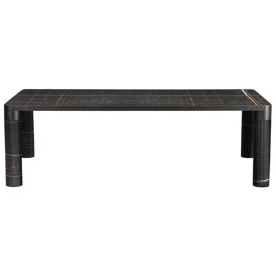 Pre-owned Ghidini 1961 Bold Large Table In Noir Marble Top And Black Gold, E.giovannoni