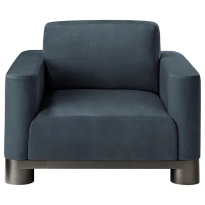 Pre-owned Ghidini 1961 Bold Lounge Chair In Blue Leather With Brass Base By E. Giovannoni