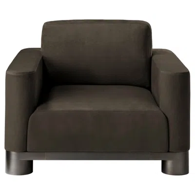 Pre-owned Ghidini 1961 Bold Lounge Chair In Dark Brown Leather With Black Gold Legs By Elisa Giovannoni