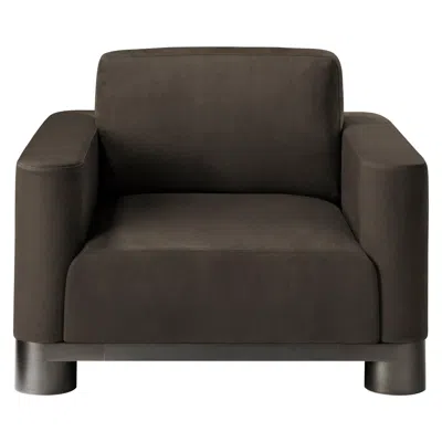 Pre-owned Ghidini 1961 Bold Lounge Chair In Dark Brown Leather With Brass By E. Giovannoni