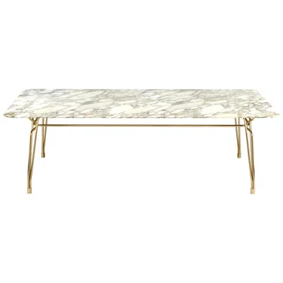 Pre-owned Ghidini 1961 Botany Dining Table In Calacatta Gold Marble Top With Polished Brass Legs