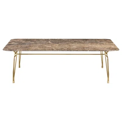 Pre-owned Ghidini 1961 Botany Dining Table In Emperador Dark Marble Top With Polished Brass Legs In Brown