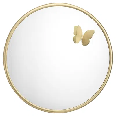 Pre-owned Ghidini 1961 Butterfly Round Brass Wall Mirror By Richard Hutten In White