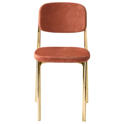 Pre-owned Ghidini 1961 Coast Chair In Lucky Nabuck Leather With Polished Brass By Branch In Brown