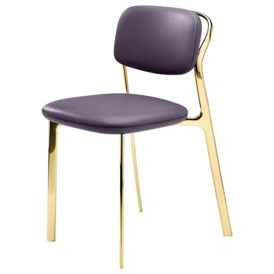 Pre-owned Ghidini 1961 Coast Chair In Purple Natural Leather With Polished Brass By Branch