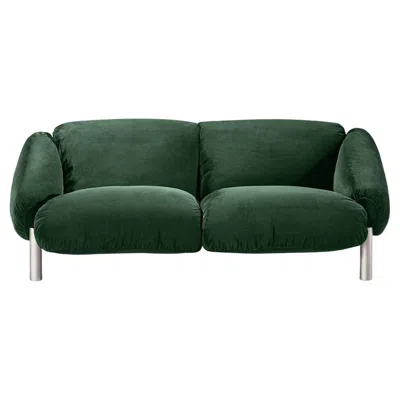 Pre-owned Ghidini 1961 Flo Green Velvet 2-seater Sofa By Lorenza Bozzoli
