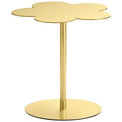 Pre-owned Ghidini 1961 Flowers Small Side Coffee Table In Satin Brass Finish In Orange