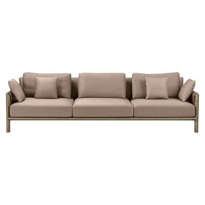 Pre-owned Ghidini 1961 Frame 3 Seaters Sofa In Beige With Brown Burnished Brass Legs