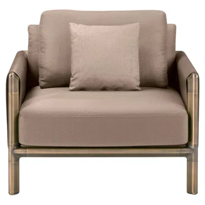 Pre-owned Ghidini 1961 Frame Armchair In Beige With Brown Burnished Brass Legs
