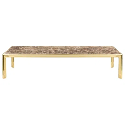 Pre-owned Ghidini 1961 Frame Large Coffee Table In Emperador Dark Marble Top With Polished Brass In Sand
