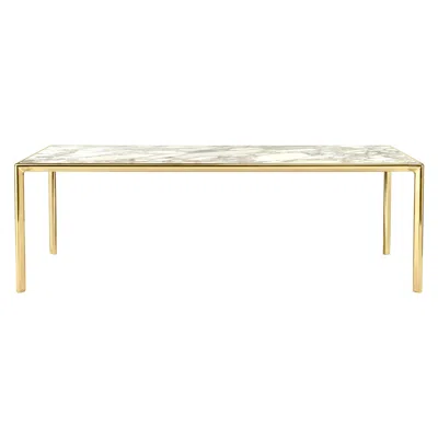 Pre-owned Ghidini 1961 Frame Medium Dining Table With Calacatta Gold Marble Top And Polished Brass