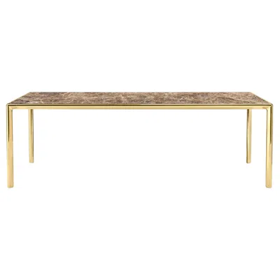 Pre-owned Ghidini 1961 Frame Medium Dining Table With Emperador Dark Marble Top And Polished Brass In Sand