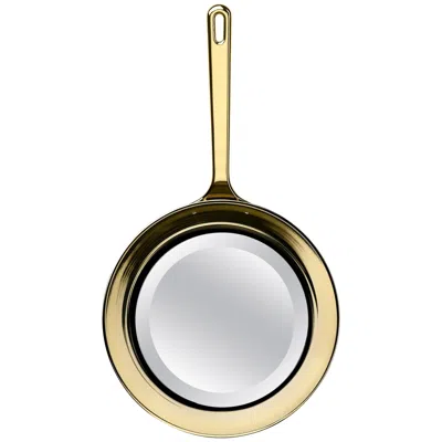 Pre-owned Ghidini 1961 Frying Pan Mirror In Polished Gold Finish