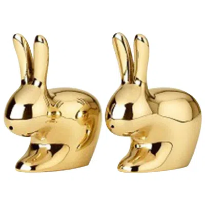Pre-owned Ghidini 1961 Italian Brass Rabbit Him And Her With Personalized Engraved Names In Orange