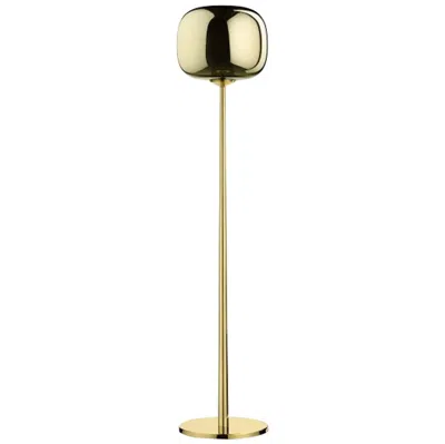 Pre-owned Ghidini 1961 Italian Contemporary Design  Brass Floor Lamp With Metalized Glass In Sand